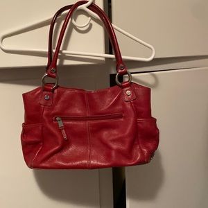 Red leather  tignanello  shoulder bag